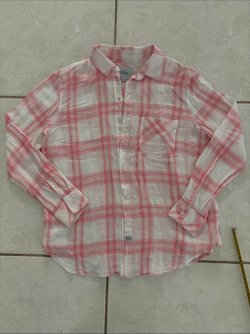 Rails Pink and White Plaid Button-Down Shirt for Kids